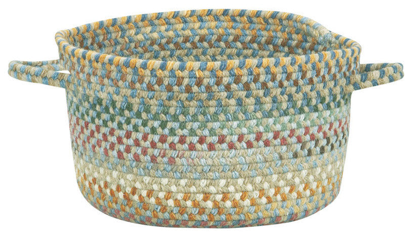 Sherwood Forest Braided Basket, Light Blue, 16"x16"x9"