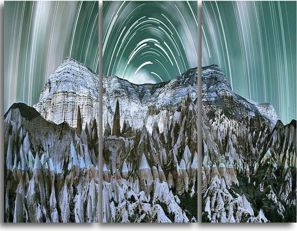 "Cappadocia Valley Panoramic View" Metal Wall Art, 3 Panels, 36"x28"