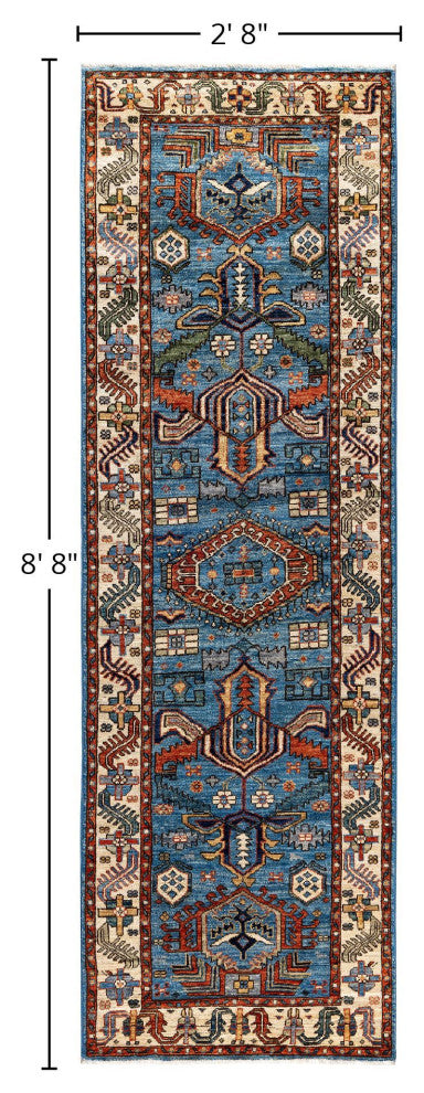 Serapi One-of-a-Kind Hand-Knotted Area Rug Light Blue, 2'8" x 8'8"