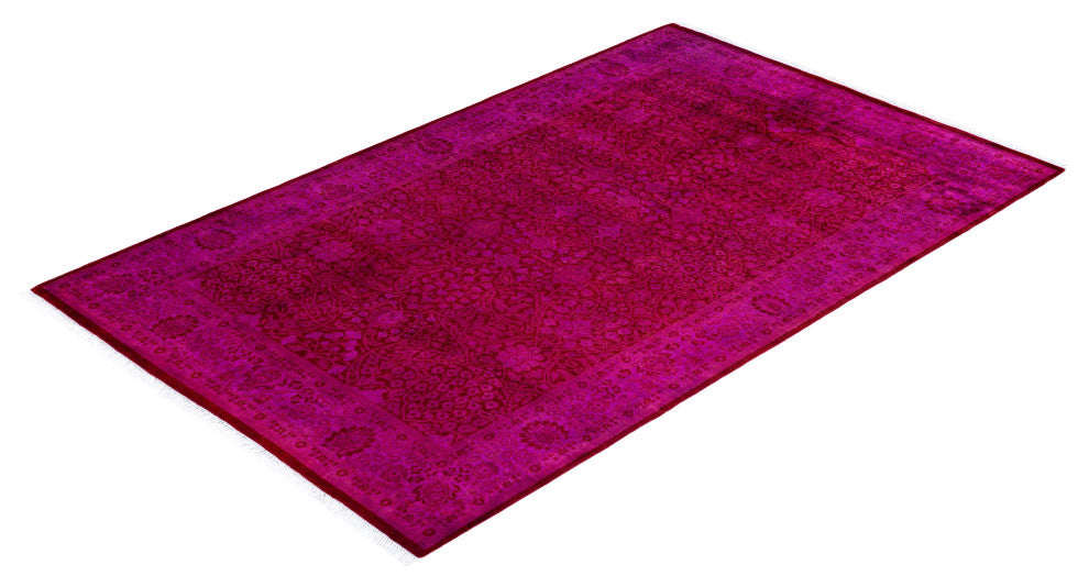 Overdyed One-of-a-Kind Hand-Knotted Area Rug Red, 5' 1" x 8' 1"
