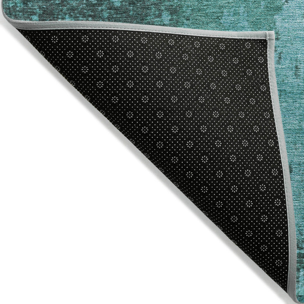 Machine Washable Indoor/Outdoor Chantille ACN1904 Teal 8' x 8' Round Rug