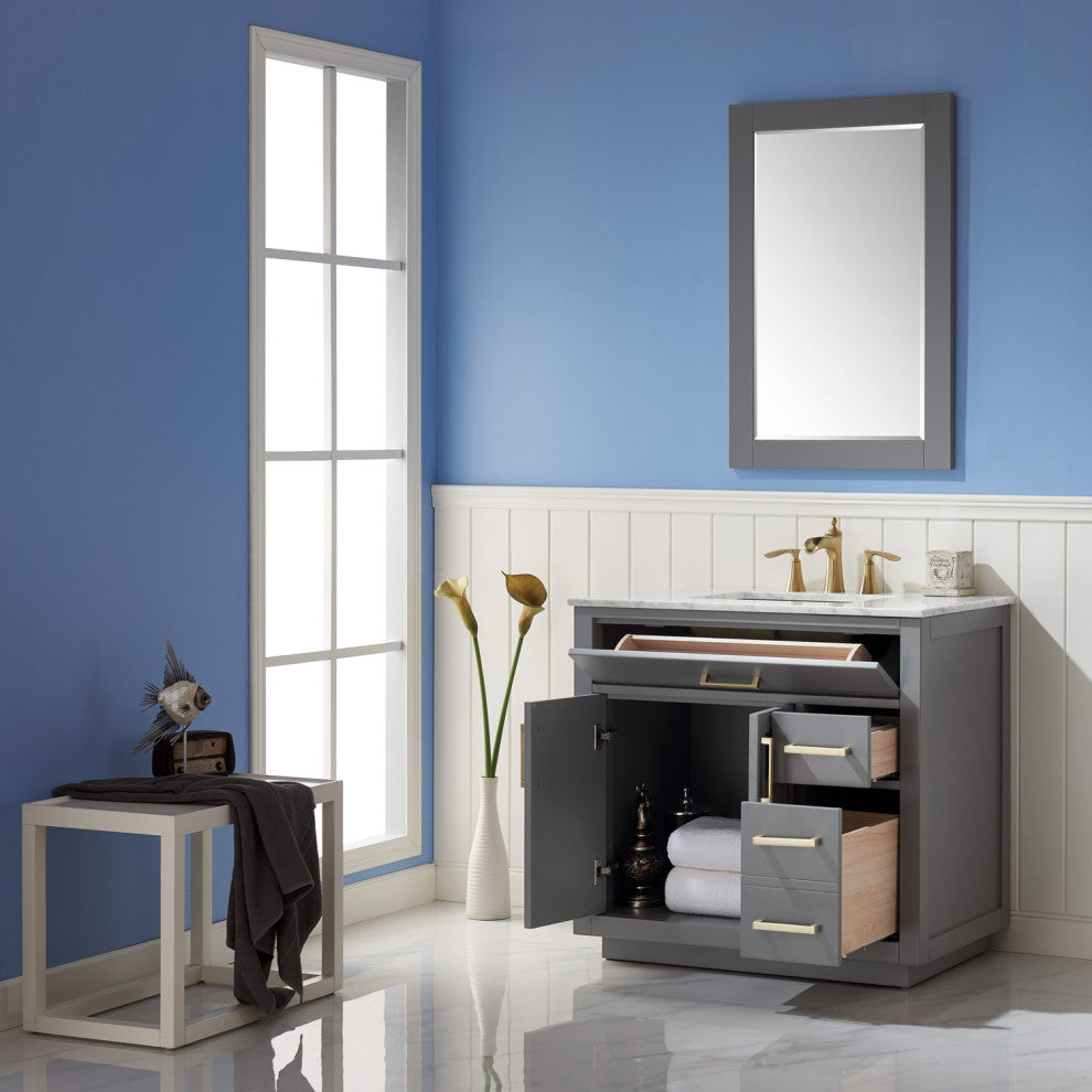 Ivy Gray Bathroom Vanity Set, 36", With Mirror