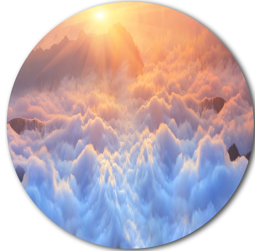 Frosty Carpathian Mountains, Landscape Photo Disc Metal Wall Art, 38"