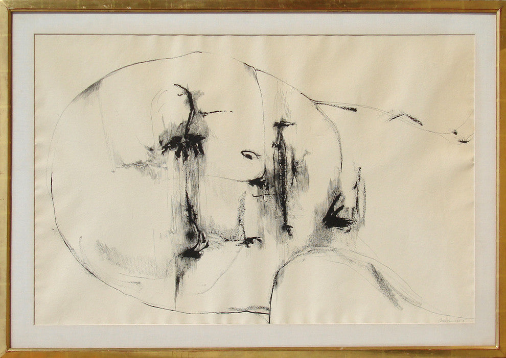 Leonard Baskin "Untitled Head" Ink Drawing