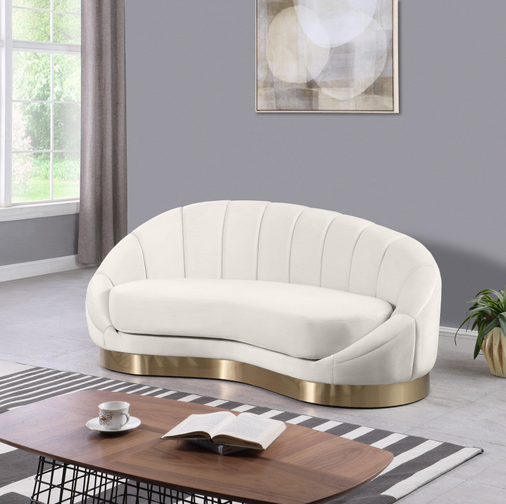 Shelly Velvet Upholstered Chaise, Cream