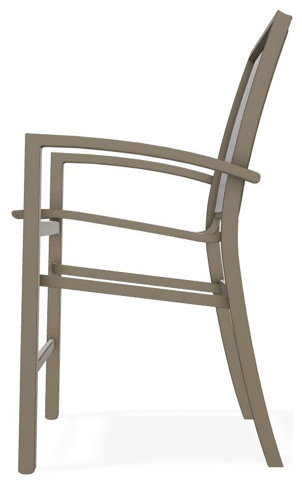 Kendall Sling Balcony Height Stackable Outdoor Stool, Fossil/Beachwood