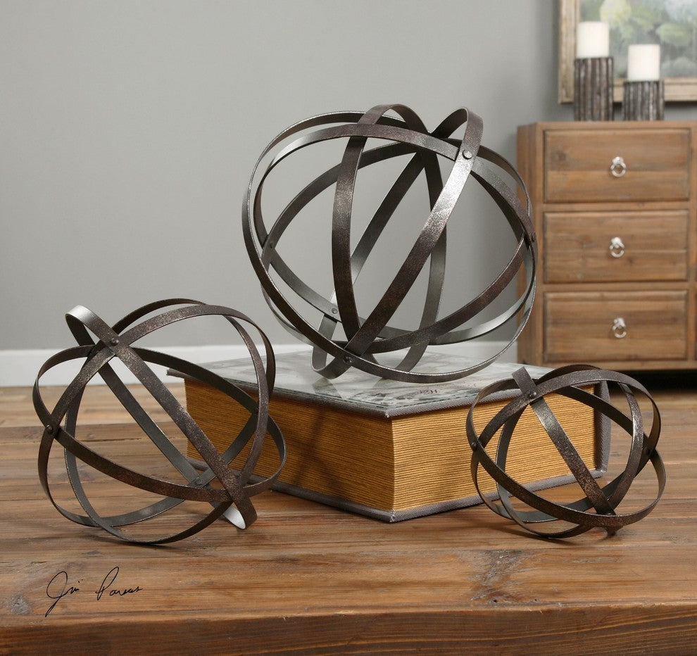 Uttermost Stetson Bronze Spheres, Set of 3