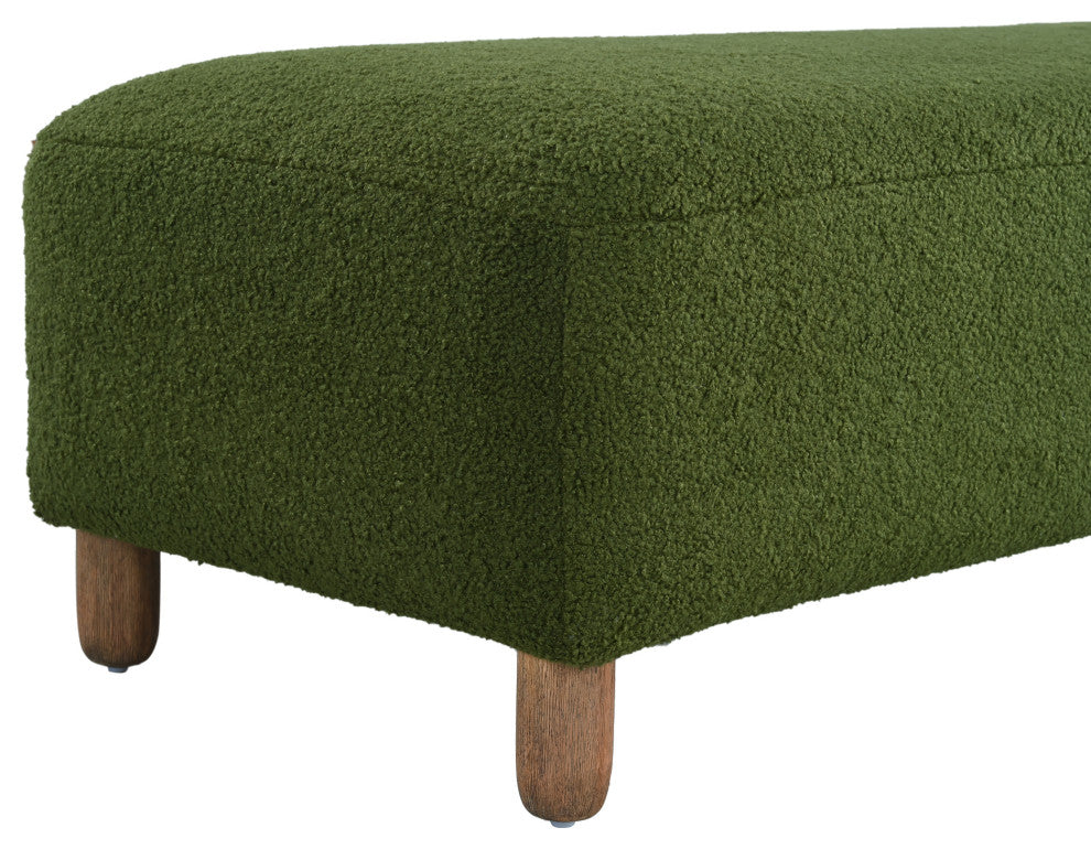 GDF Studio Rectangle Upholstered Fabric Ottoman, Wood Frame
