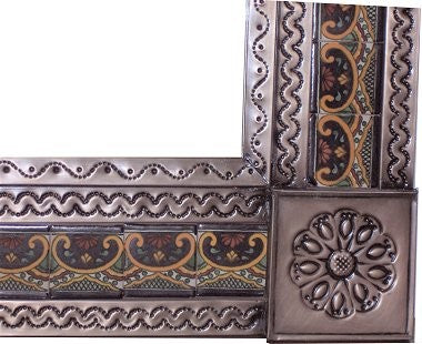 Big Brown Greca C Mexican Tile Mirror