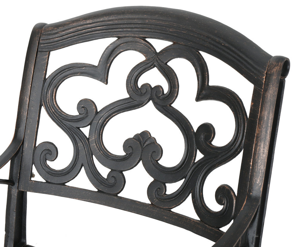 GDF Studio 5-Piece Augusta Outdoor Patina Copper Cast Aluminum Dining Set