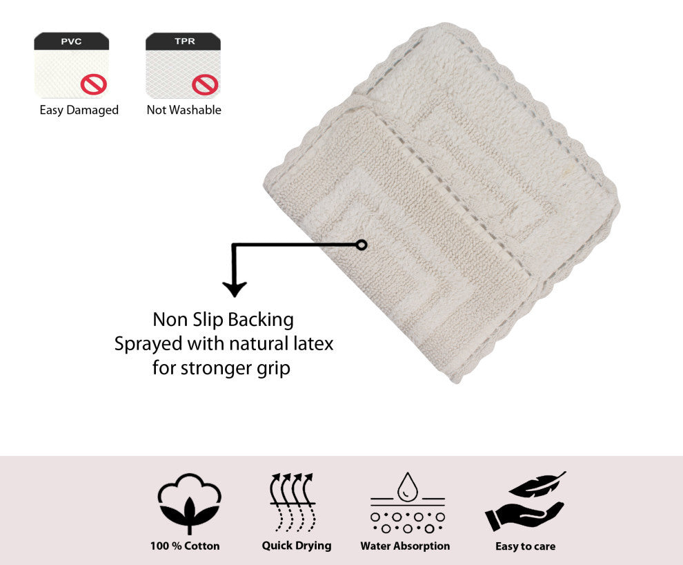 Casual Elegance Reversible Bath Rugs Set, 24x40 Rectangle, Ivory