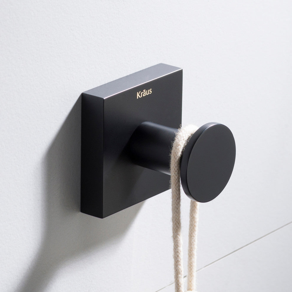 Ventus Bathroom Robe and Towel Hook, Matte Black