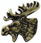 Moose Head Left Facing Cabinet Knob, Antique Brass