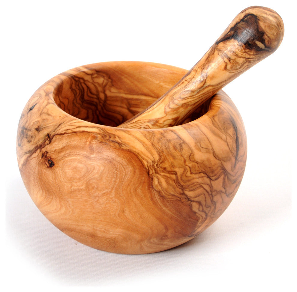 Handmade Olive Wood Pestle and Mortar, 5.5"