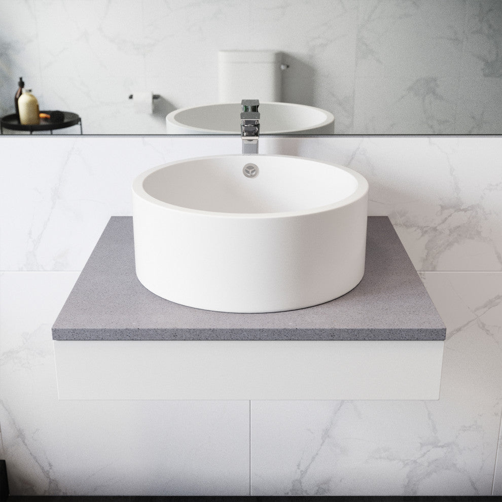 Monaco Round Vessel Sink, Glossy White