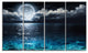 "Romantic Full Moon Over Sea" Seascape Canvas Photo Print, 4 Panels, 48"x28"