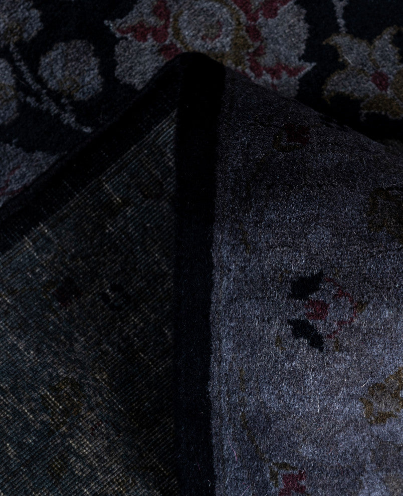 Overdyed One-of-a-Kind Hand-Knotted Area Rug Black, 2' 7" x 10' 6"