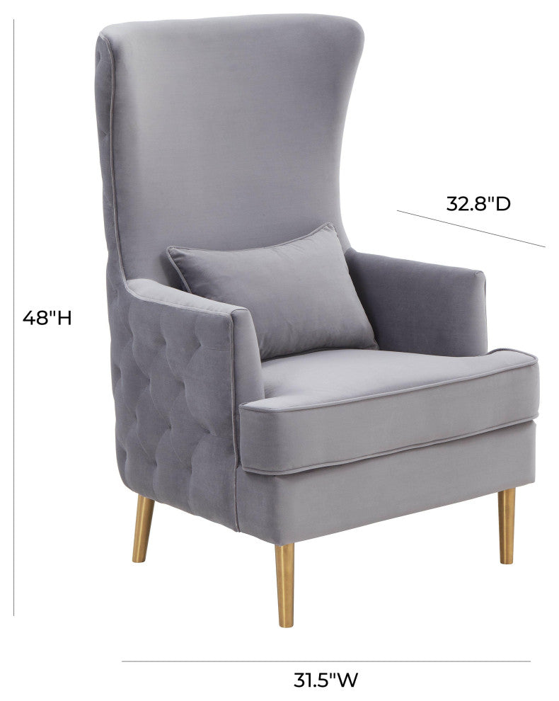 Alina Grey Tall Tufted Back Chair - Grey