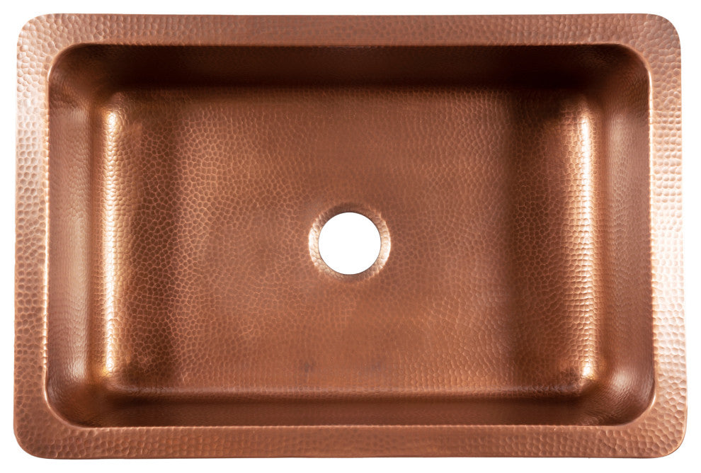 Adams Copper 33" Single Bowl Farmhouse Apron Front Undermount Kitchen Sink