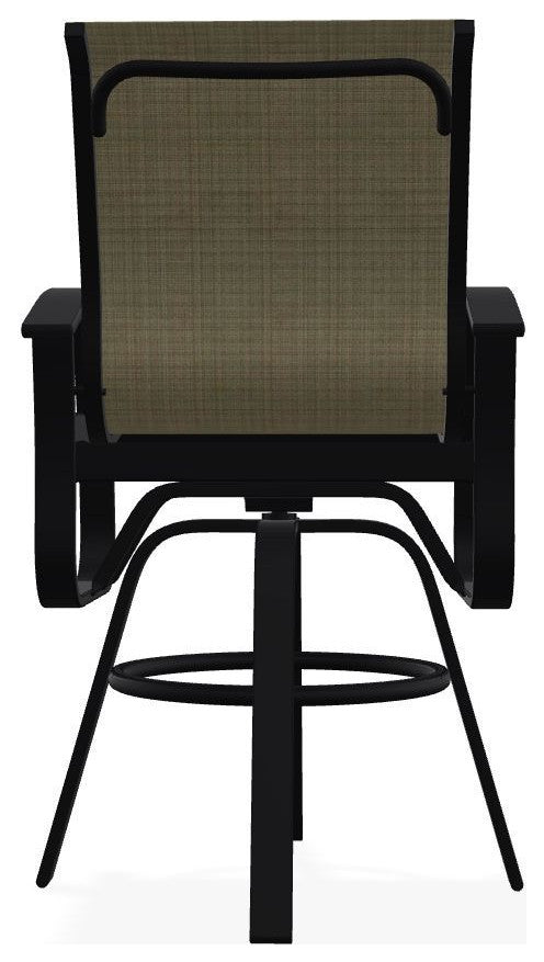 Belle Isle Sling Bar Height Outdoor Swivel Armchair, Elevation Stone/Black