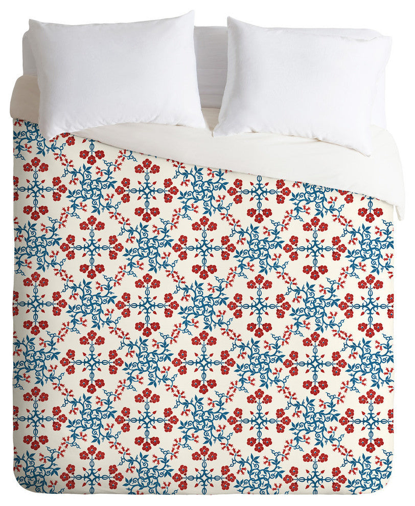 Belle13 Retro Floral Pattern Duvet Cover, 88"x104"