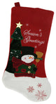 Scenic Applique "Season's Greetings" Embroidered Fleece Stocking, Red