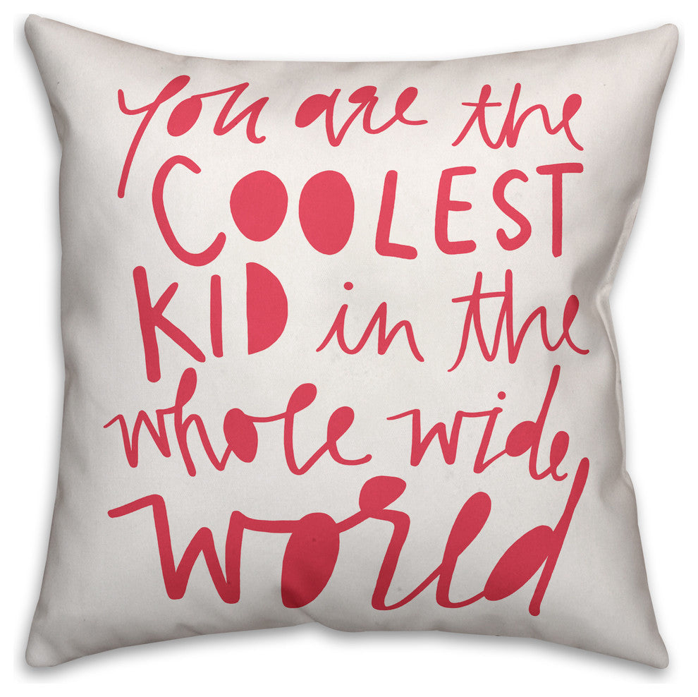 Coolest Kid Pink Text 16x16 Spun Poly Pillow