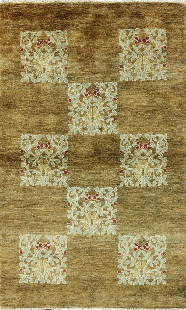Unique 4'x6' Brown Floral Chobi Quality Gabbeh Hand Knotted Wool Area Rug H8595