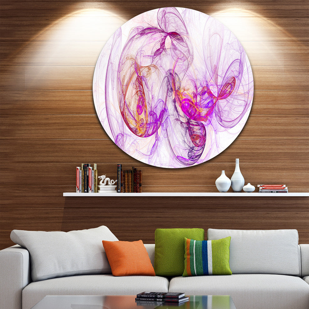 Billowing Smoke Magenta, Abstract Digital Art Disc Metal Wall Art, 38"
