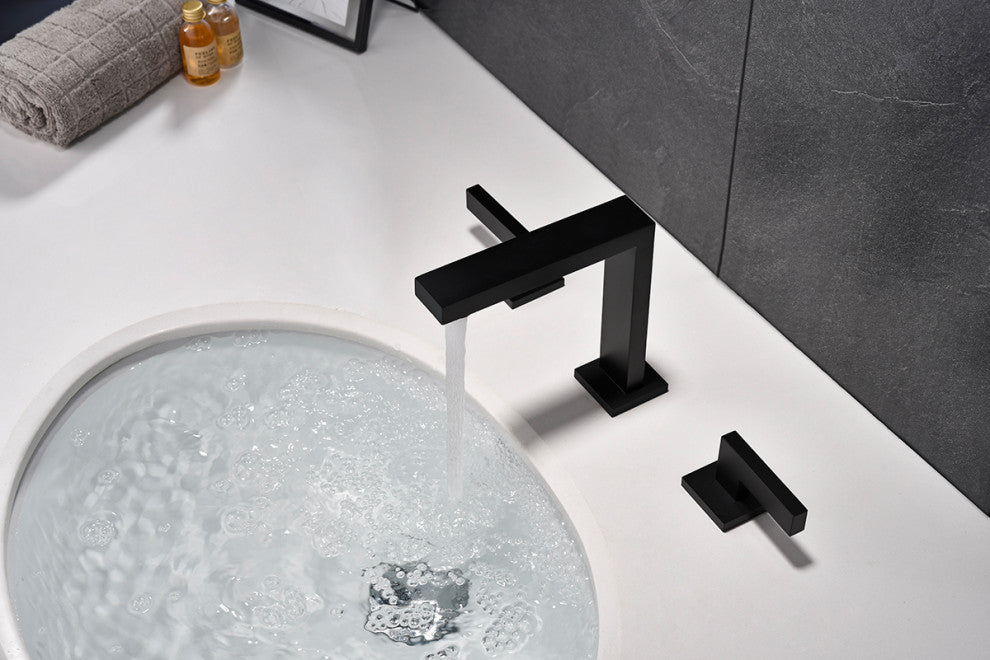 Rbrohant Matte Black Widespread Deck Mount Bathroom Faucet