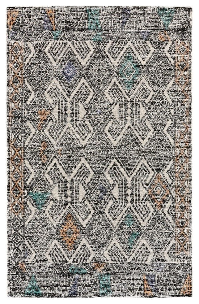 Weave & Wander Oria Rug, Black/Tangerine, 5'x8'