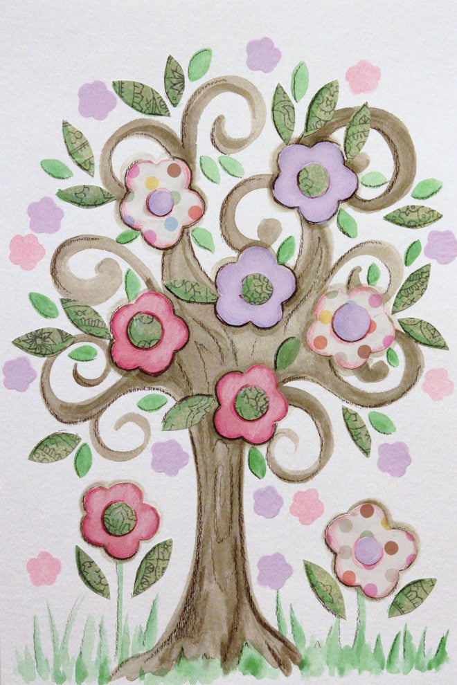 "Collage Tree" by Reesa Qualia Painting Print Wrapped Canvas, 16x24