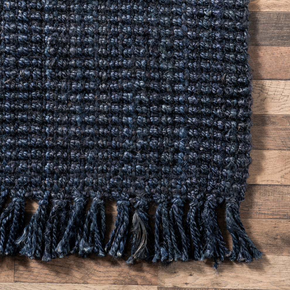 Nuloom Hand Woven Maui Chunky Loop Rug, Navy 7'6"x9'6"