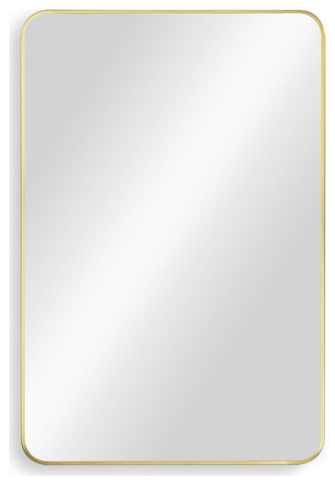 Shatterproof Wall Mount Metal Frame Mirror, FM2, Brushed Gold, 24"x36"