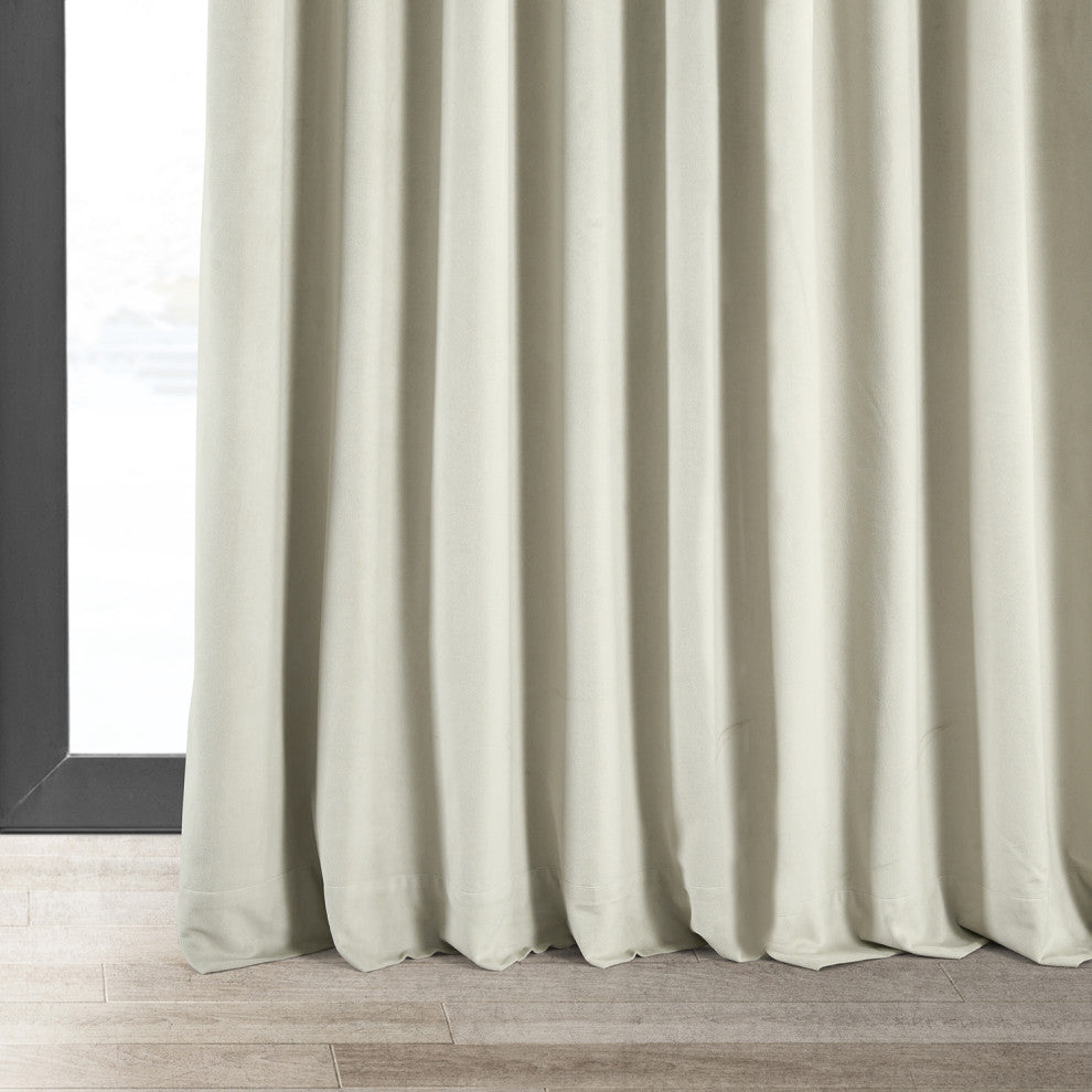 Signature Warm Off White Doublewide Blackout Velvet Curtain Panel, 100x108