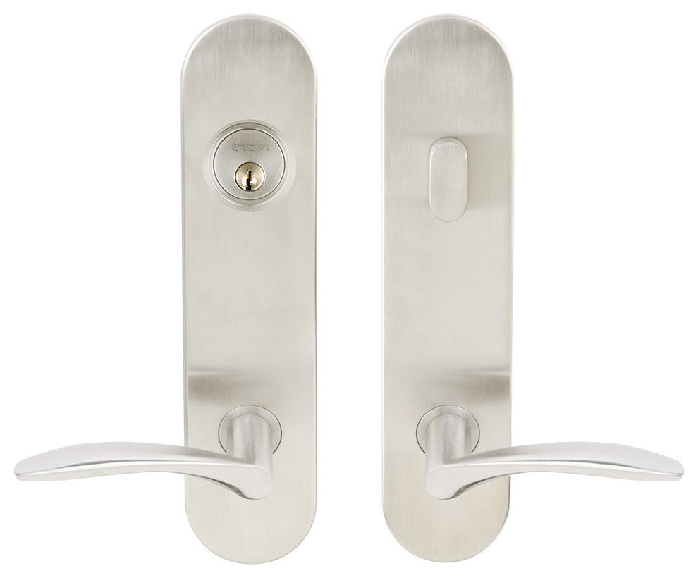 Crest Lever, Tubular Entry, Single Cylinder, Left Hand, Satin Stainless Steel
