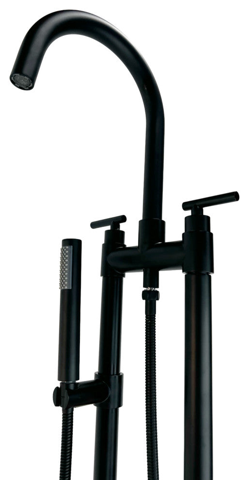 CastelloUSA Saturn Double Handle Clawfoot Tub Filler Faucet, Matte Black, Standard Handle