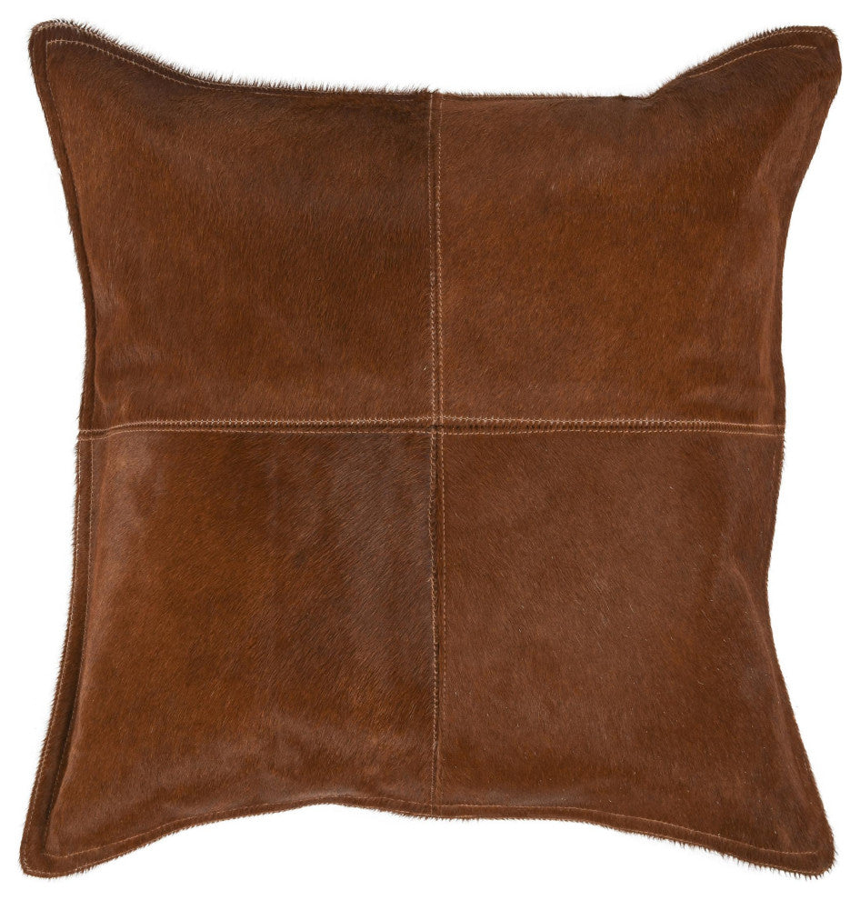 Canada 20" Natural Hide Throw Pillow, Chestnut