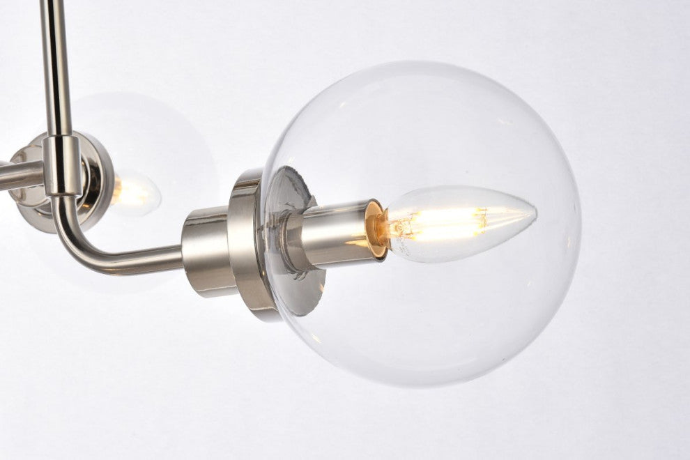 Helen 8-Light Pendant, Polished Nickel With Clear Shade