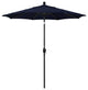 7.5' Matted Black Push-Button Tilt Crank Aluminum Umbrella, Navy Olefin