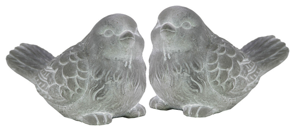 Cement Figurines, Washed Concrete White, Set of 2