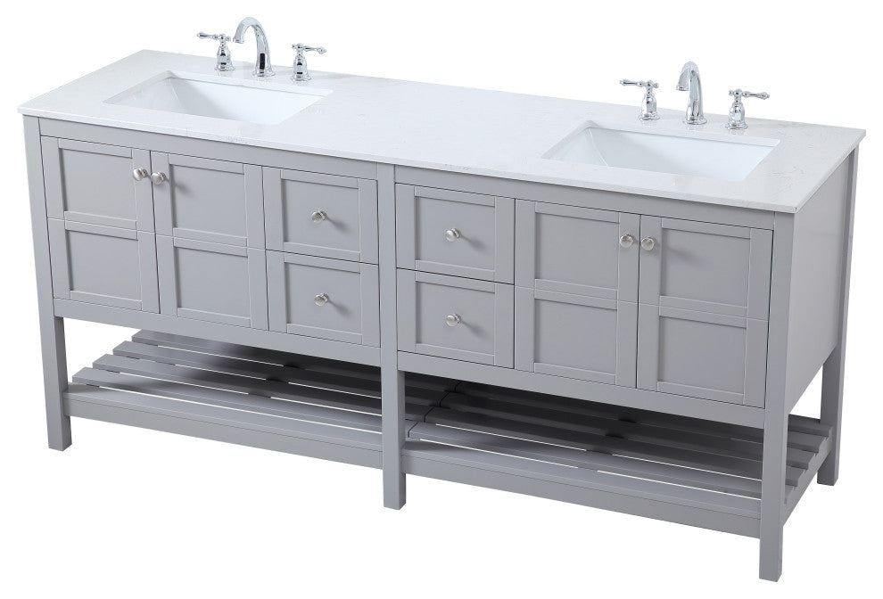 Grey 72" Double Sink Bathroom Vanity