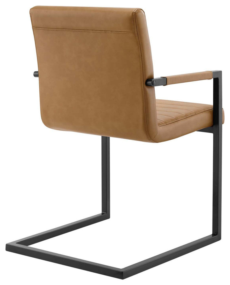 Savoy Vegan Leather Dining Chairs Set of 2, Tan