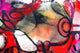 Red black minimal abstract painting, huge oversized abstract artwork