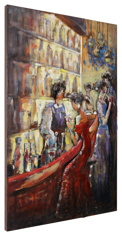 "Tavern" Primo Mixed Media Hand Painted Iron Wall Sculpture 48x32