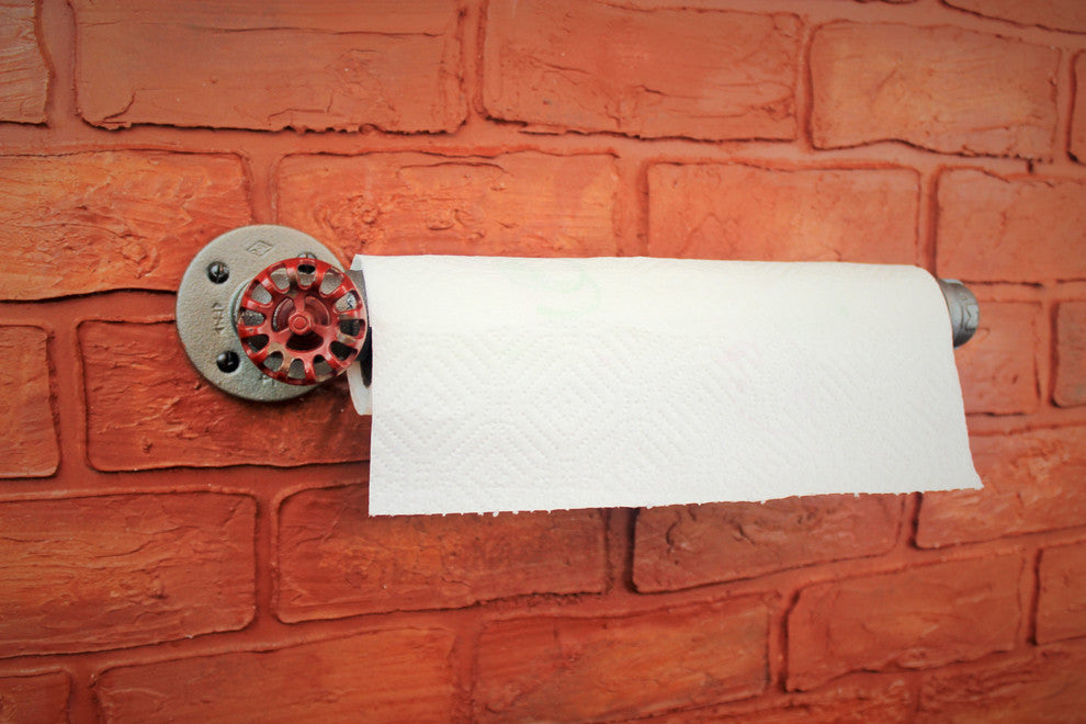 Industrial Pipe Paper Towel Holder, Without Hose Knob, Black Pipe