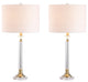 Mark Crystal and Metal LED Table Lamp, Clear and Brass Gold, Set of 2, 28"