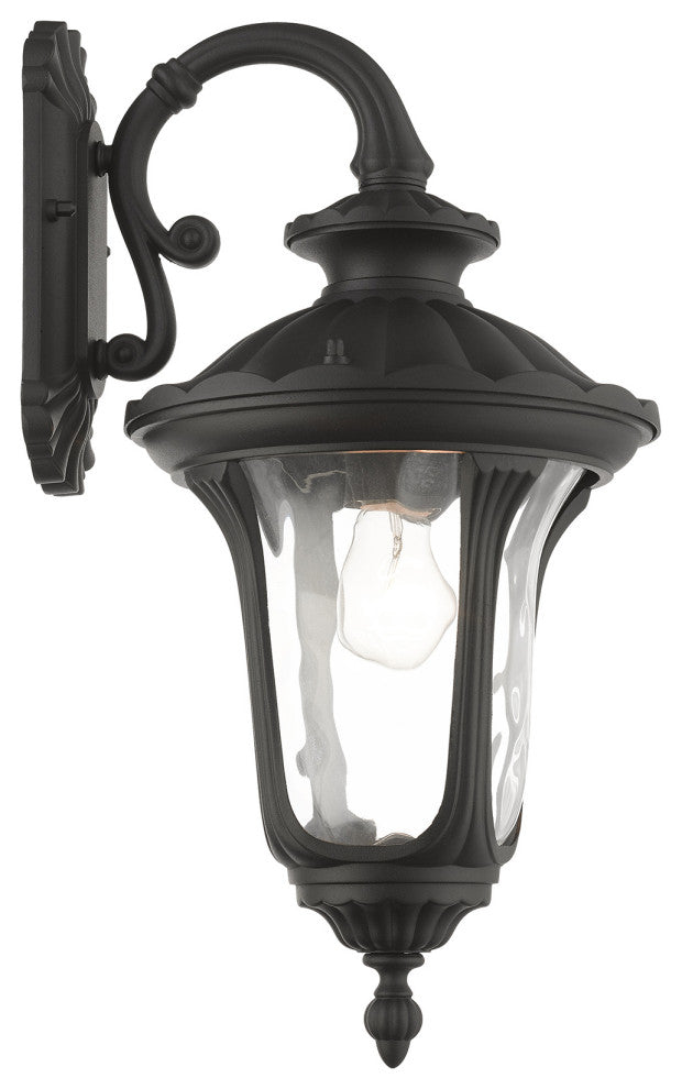 Textured Black Traditional, Victorian, Sculptural, Outdoor Wall Lantern