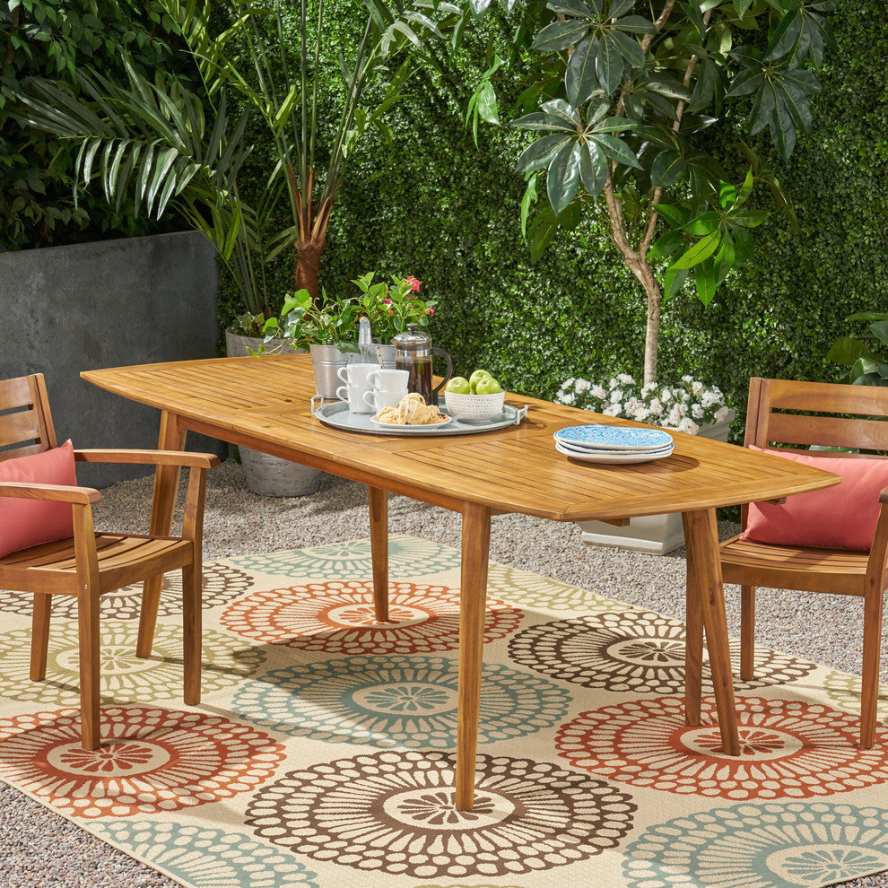 Candance Outdoor Acacia Wood Expandable Dining Table, Teak