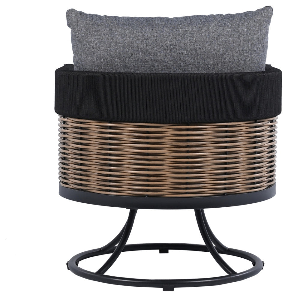 Safavieh Harrison Indoor-Outdoor Swivel Chair, Black/Grey